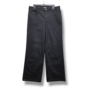 NYDJ Teresa Wide Leg Jeans Womens 12 PILLED High Rise Lift Tuck Black